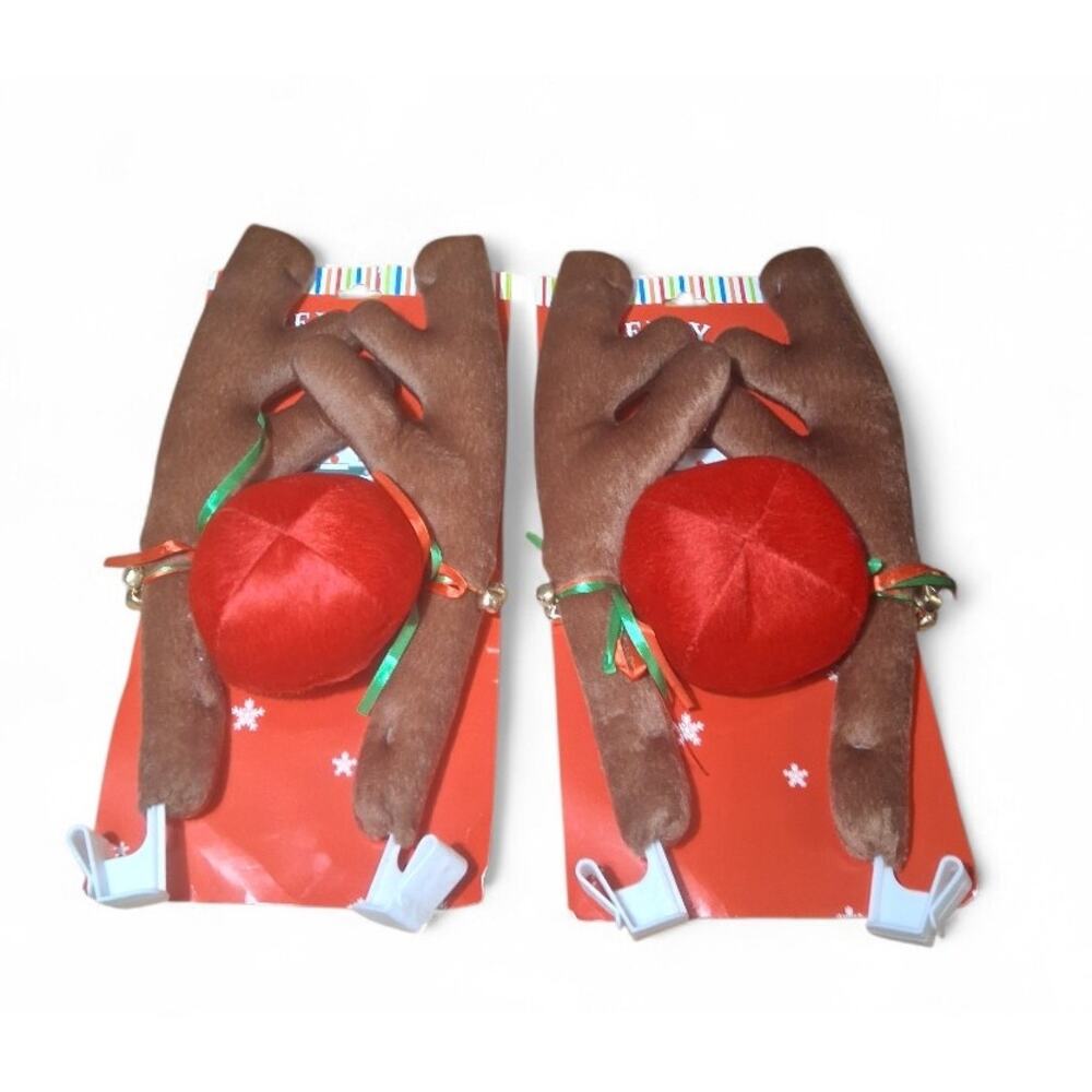 Christmas Car Reindeer Antlers Set with Lights Auto Costume Holiday Decor Lot